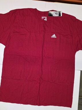 adidas Men's Magenta Crew Neck T-Shirt with White Logo